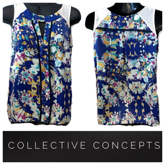Collective Concepts Tops - 🔴Royal Blue Print Sleeveless Top